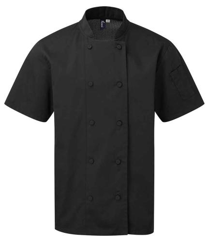 Premier Coolchecker? Short Sleeve Chef's Jacket - BLK - S
